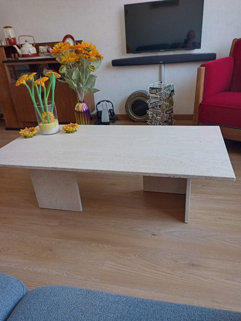 Salontafel marmer  / travertin uniek exemplaar, Ophalen, Gebruikt, 100 tot 150 cm, 50 tot 100 cm