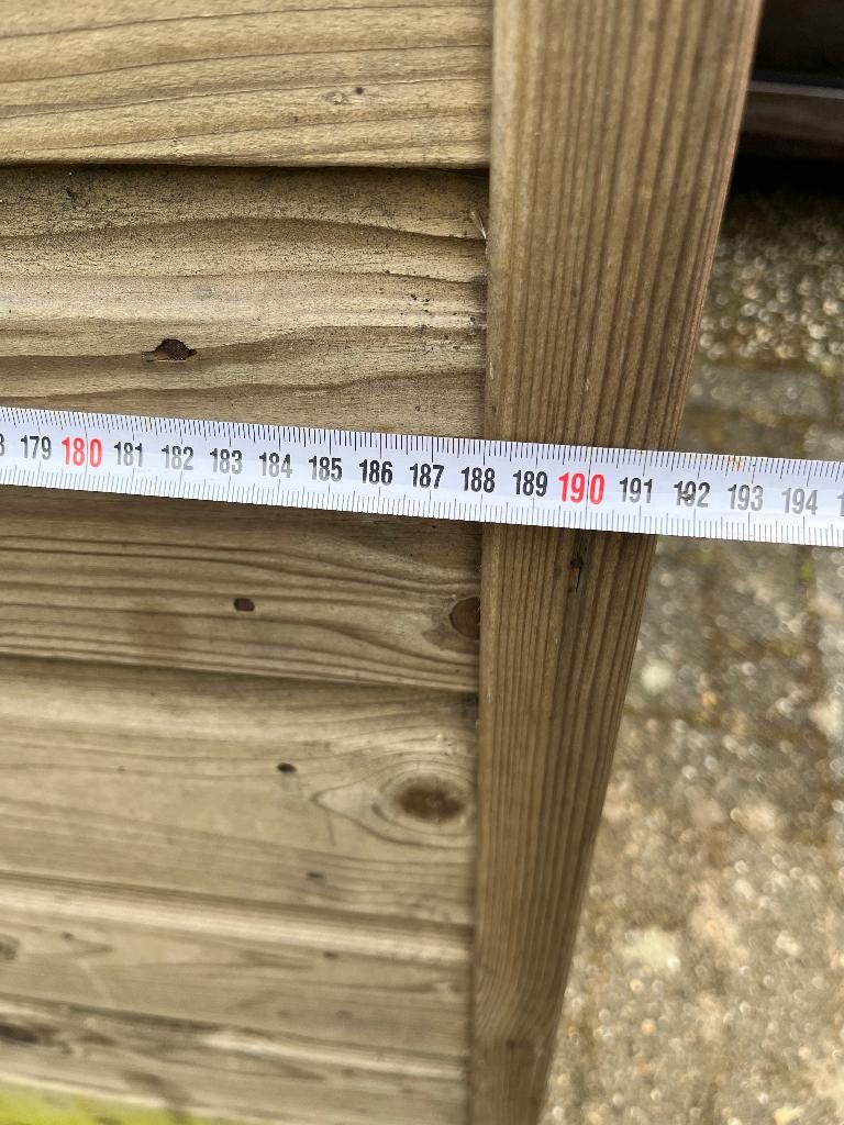 houten paneel 2 stuks 1.90 - 1.98 geimpregneerd hout paneel, Ophalen, Gebruikt, Hout, Minder dan 20 mm
