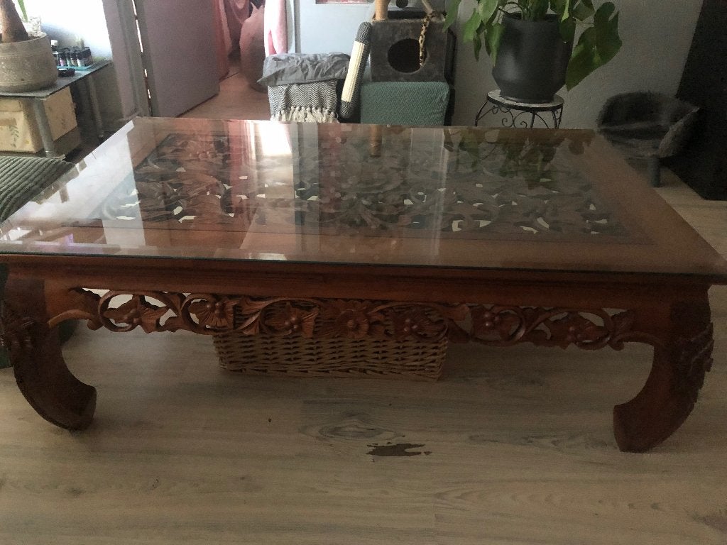 Salontafel, Huis en Inrichting, Tafels | Salontafels, Ophalen, 50 – 75, Glas, Gebruikt