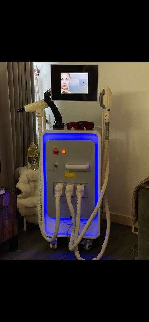 IPL Laser Ontharingsapparaat met Gel en Diverse Lenzen, Ophalen of Verzenden, Gebruikt, Scheren en Epileren