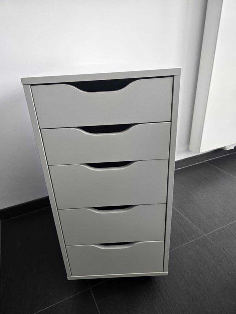IKEA Alex ladeblok met 5 lades - wit, Ophalen, Minder dan 50 cm, Gebruikt, 5 laden of meer