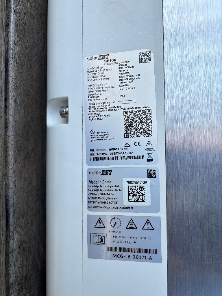 SolarEdge SE10K omvormer met garantie tot 6 april 2035, Ophalen, Zo goed als nieuw, Overige typen