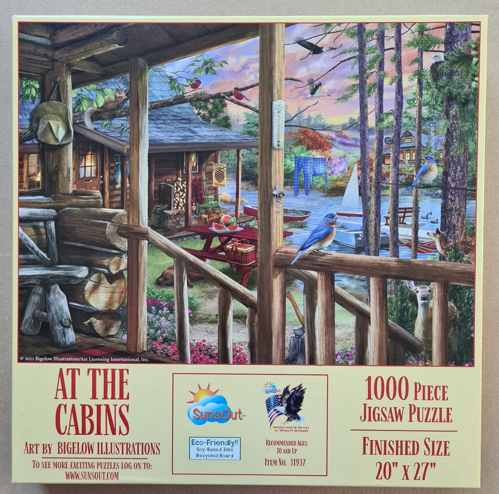 Sunsout puzzel: At the Cabins, Hobby en Vrije tijd, Ophalen of Verzenden, Zo goed als nieuw, Patroon