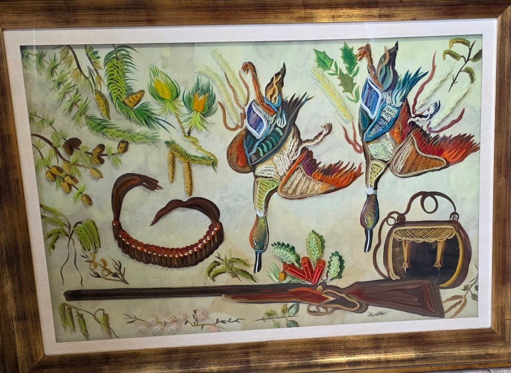 Kader Jachttafereel met meerlaags glaskunst, 110 x 84 cm, Ophalen, Overige onderwerpen