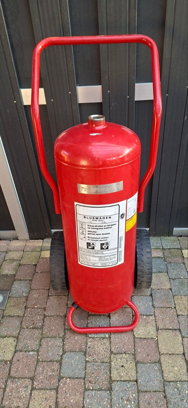 Bluswagen 50 liter schuim brandblusser, Ophalen of Verzenden, Gebruikt, Brandblusser