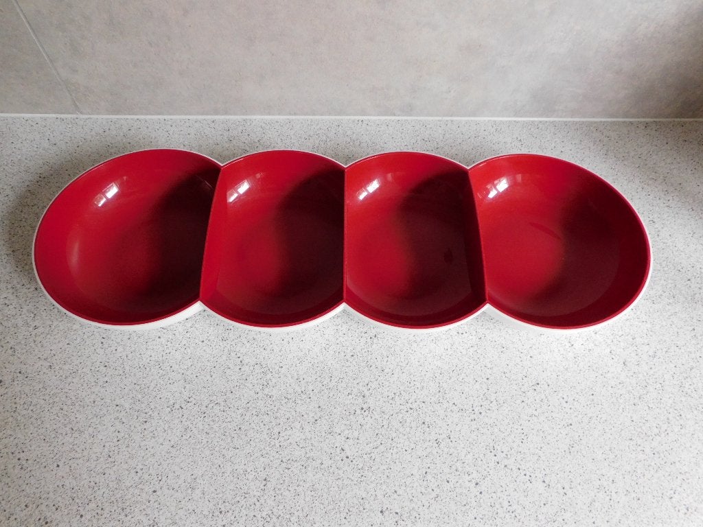 Tupperware Allegra Tapasschaal Rood Wit, Schaal, Ophalen of Verzenden, Zo goed als nieuw, Vaatwasserbestendig