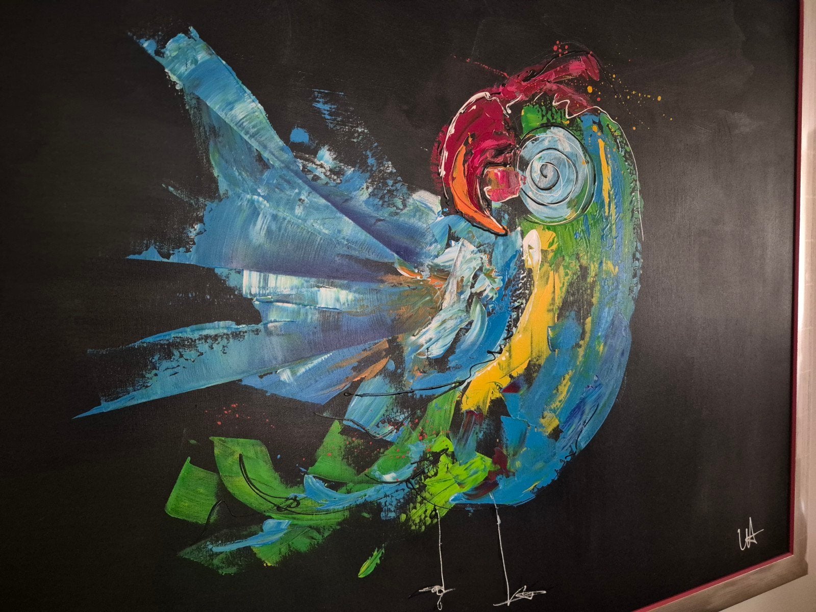 Modern Schilderij Ursula Aubri - Kleurrijke Papegaai, Antiek en Kunst, Ophalen