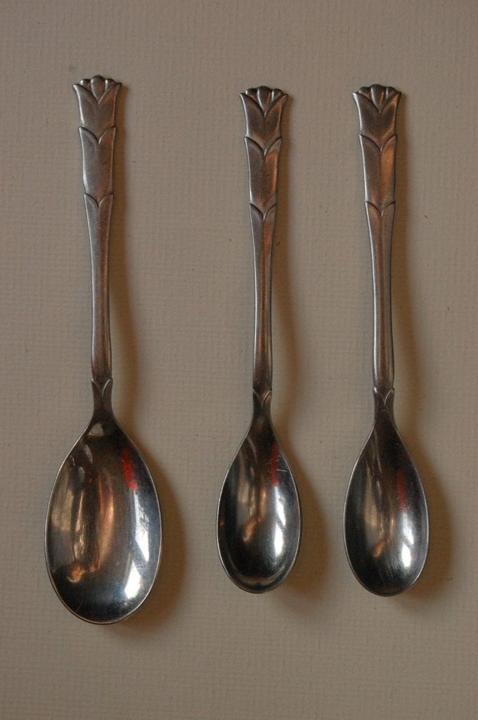 1 koffielepel, 2 theelepeltjes Gero zilmeta 453 , Theelepel, Overige materialen, Gebruikt, Gero