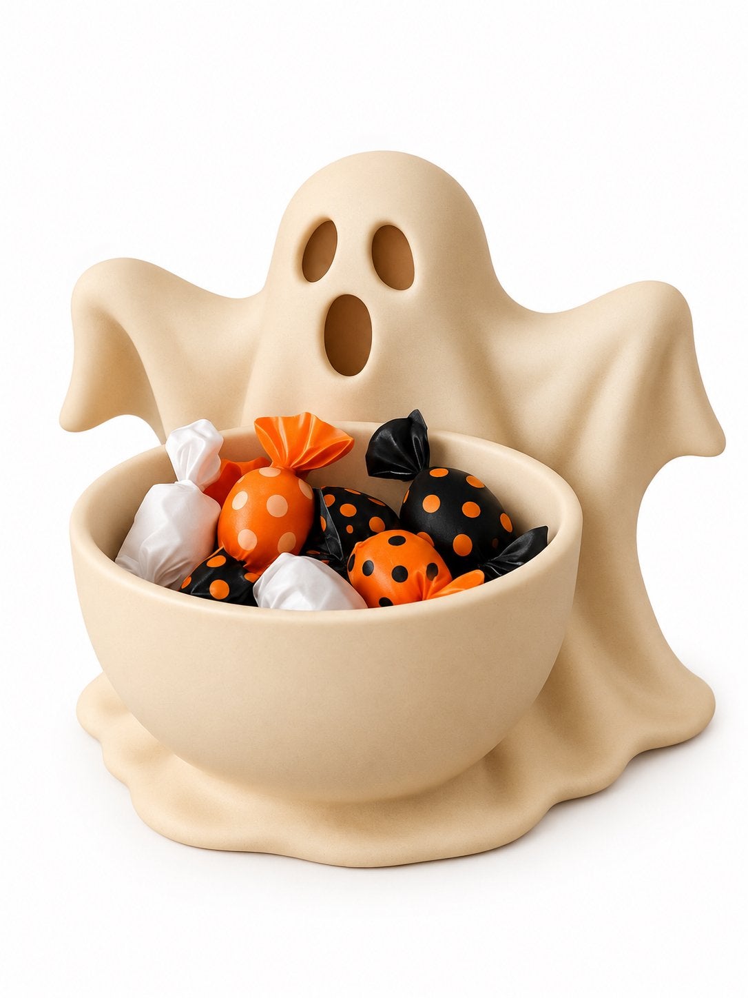 Spookvormige snoepkom - Perfect voor Halloween!, Beige, Overige stijlen, Nieuw, Ophalen of Verzenden