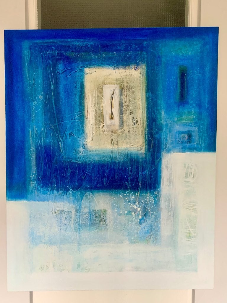 Abstract olieverf-schilderij. Formaat 120x150 cm, Antiek en Kunst, Ophalen