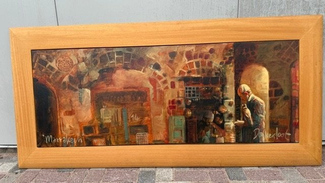 Peter donkersloot ''marrakech'' origineel schilderij, Antiek en Kunst, Gesigneerd, Ophalen, Portret en Figuren