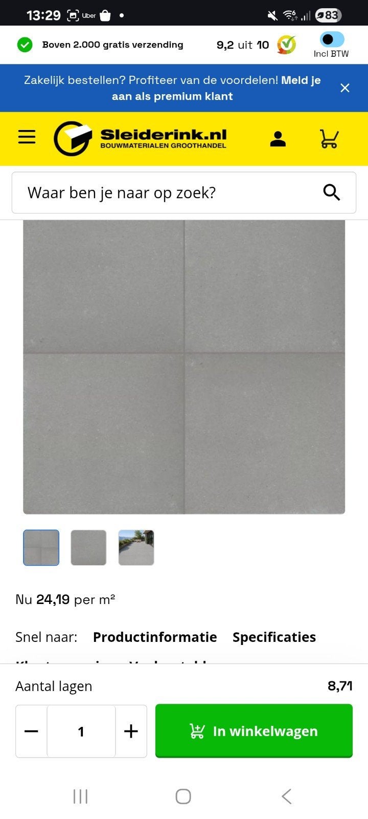 7 Grote nieuwe tuintegels 60x60x4 cm - Grijs, 60 cm of meer, Nieuw, Ophalen of Verzenden, 10 m² of meer