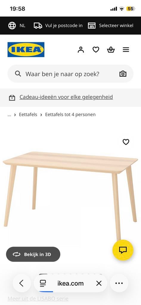 Lisabo IKEA eettafel 78x140, Huis en Inrichting, Ophalen, Zo goed als nieuw, 25 tot 50 cm, Rechthoekig