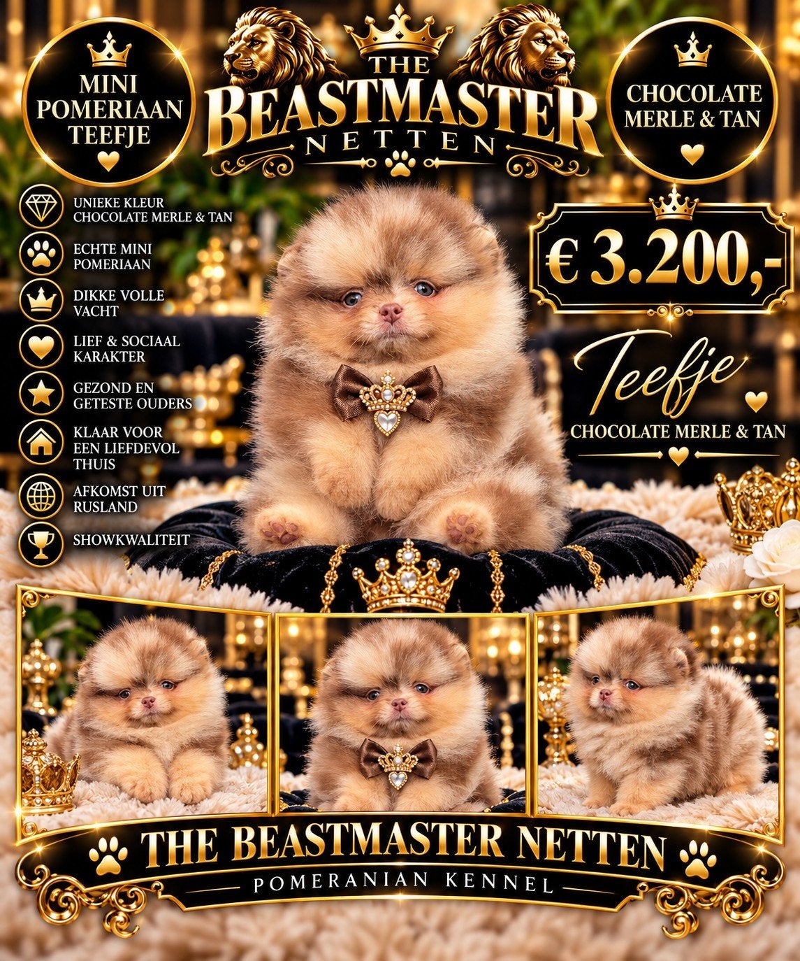 Exclusieve Bear Face Pomeranian pups beschikbaar, Particulier, 15 weken tot 1 jaar, Overige rassen, Buitenland