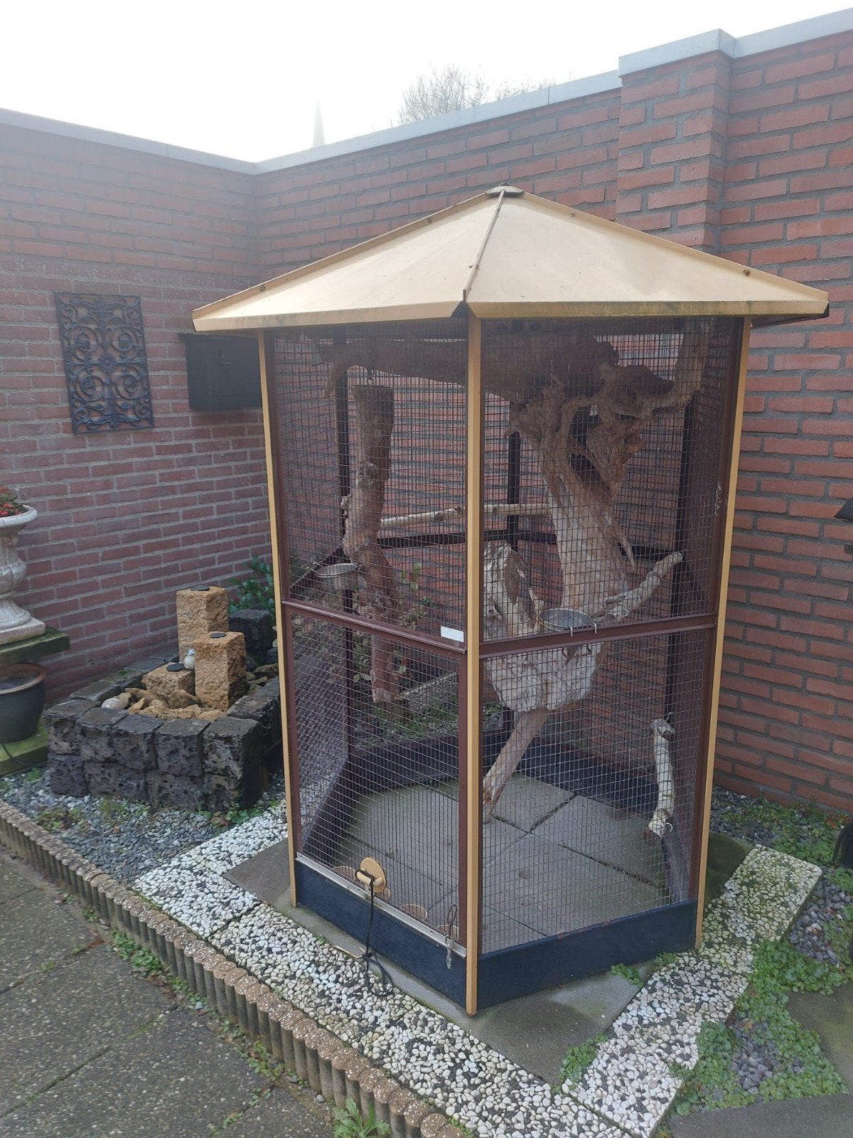 Metalen vogelkooi, Ophalen, Hout, Vogelkooi