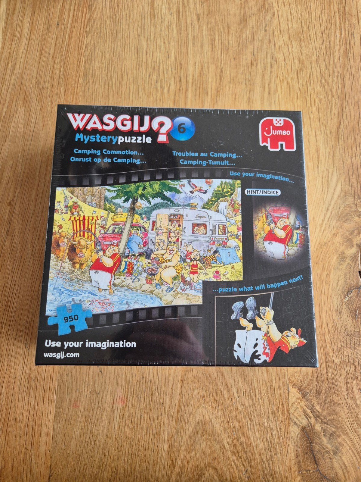Wasgij puzzel - onrust op de camping, Hobby en Vrije tijd, Denksport en Puzzels, Ophalen, 500 t/m 1500 stukjes, Nieuw