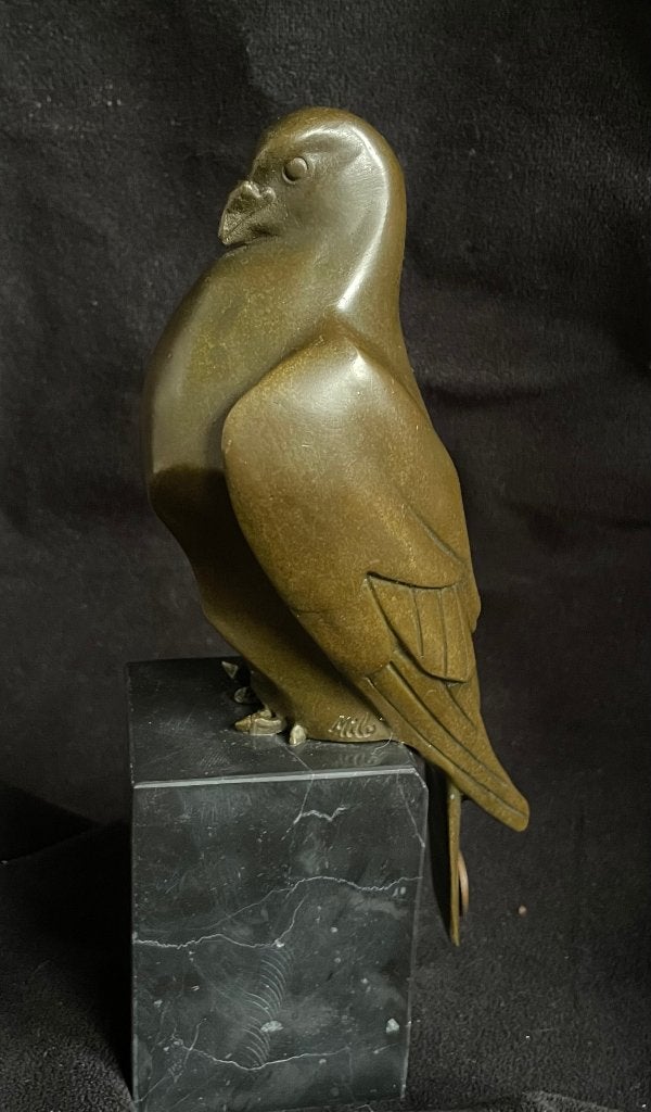 Bronzen art deco duif. Milo/stempel zuiver brons, Antiek en Kunst, Kunst | Beelden en Houtsnijwerken, Ophalen of Verzenden