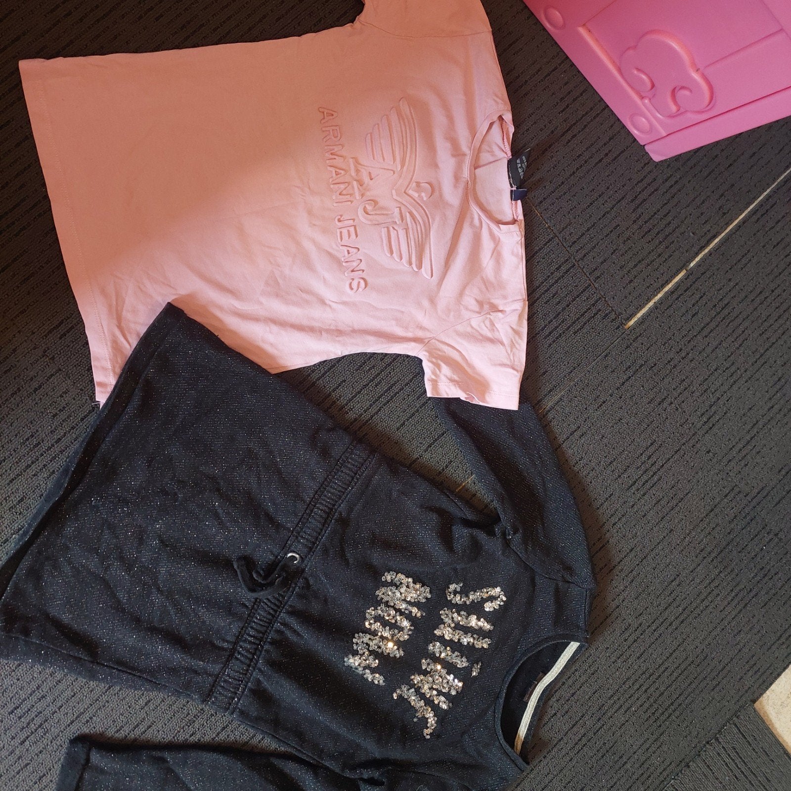 Leuk jurkje shine now en armani shirtje draagmaat 140, Ophalen, Zo goed als nieuw