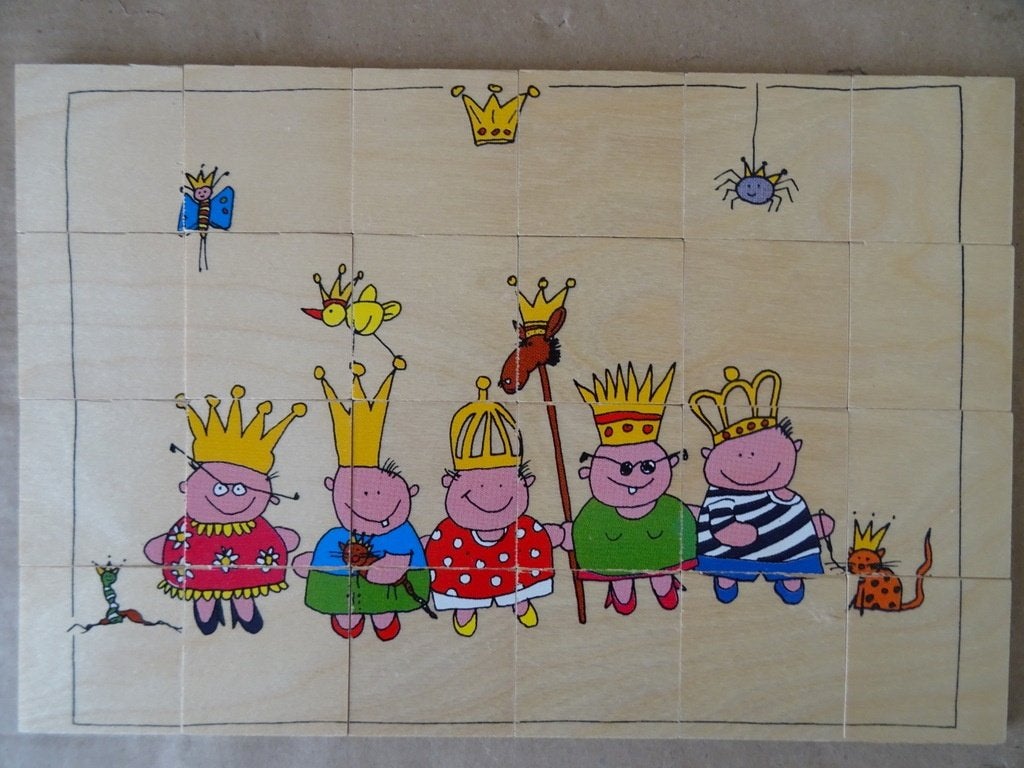 Houten Janbibejan puzzel memoryspel en balanstoren set, Gebruikt, Overige typen, Ophalen of Verzenden, Janbibejan