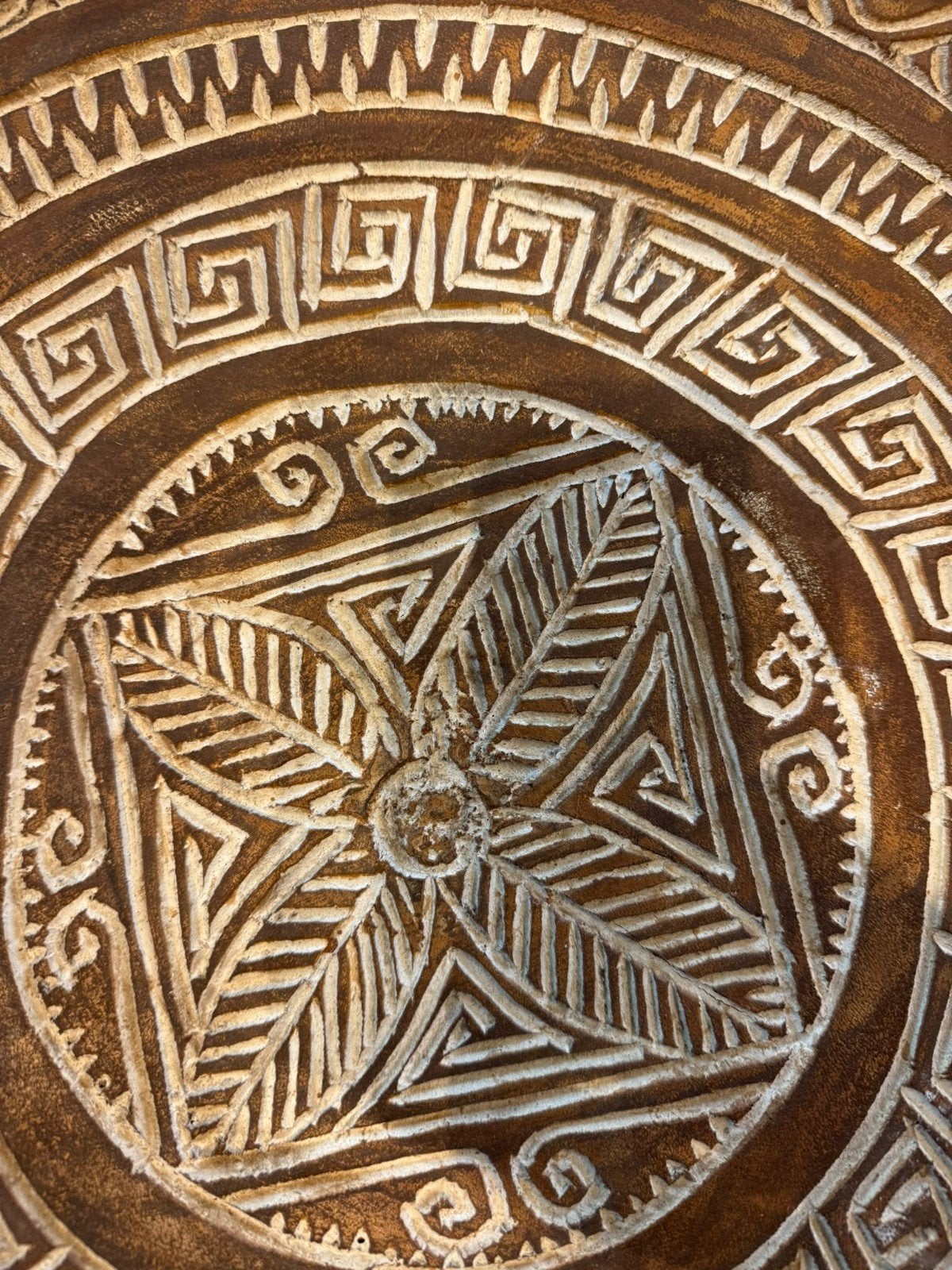 Rond teak houten wandbord uit Indonesië 60 cm- nieuw, Antiek en Kunst, Ophalen