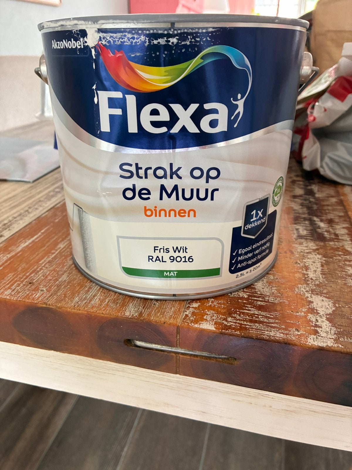 Flexa muurverf wit ral 9016, Ophalen, Zo goed als nieuw, Wit