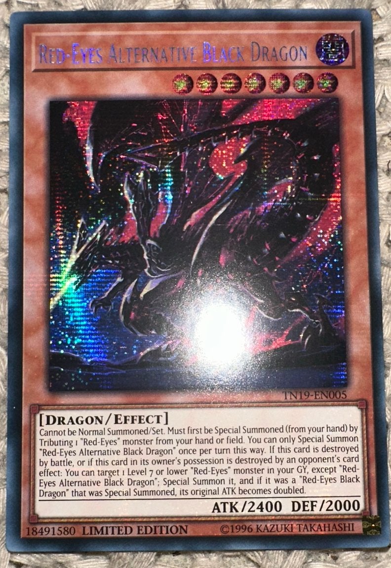Yu-Gi-Oh! Red-Eyes Alternative Dragon TN19 Limited Promo !, Ophalen of Verzenden, Zo goed als nieuw, Losse kaart, Foil