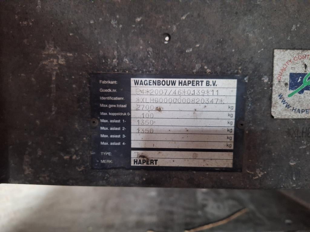 Hapert machinetransporter - 2700 kg, Auto diversen, Aanhangers en Bagagewagens, Ophalen of Verzenden