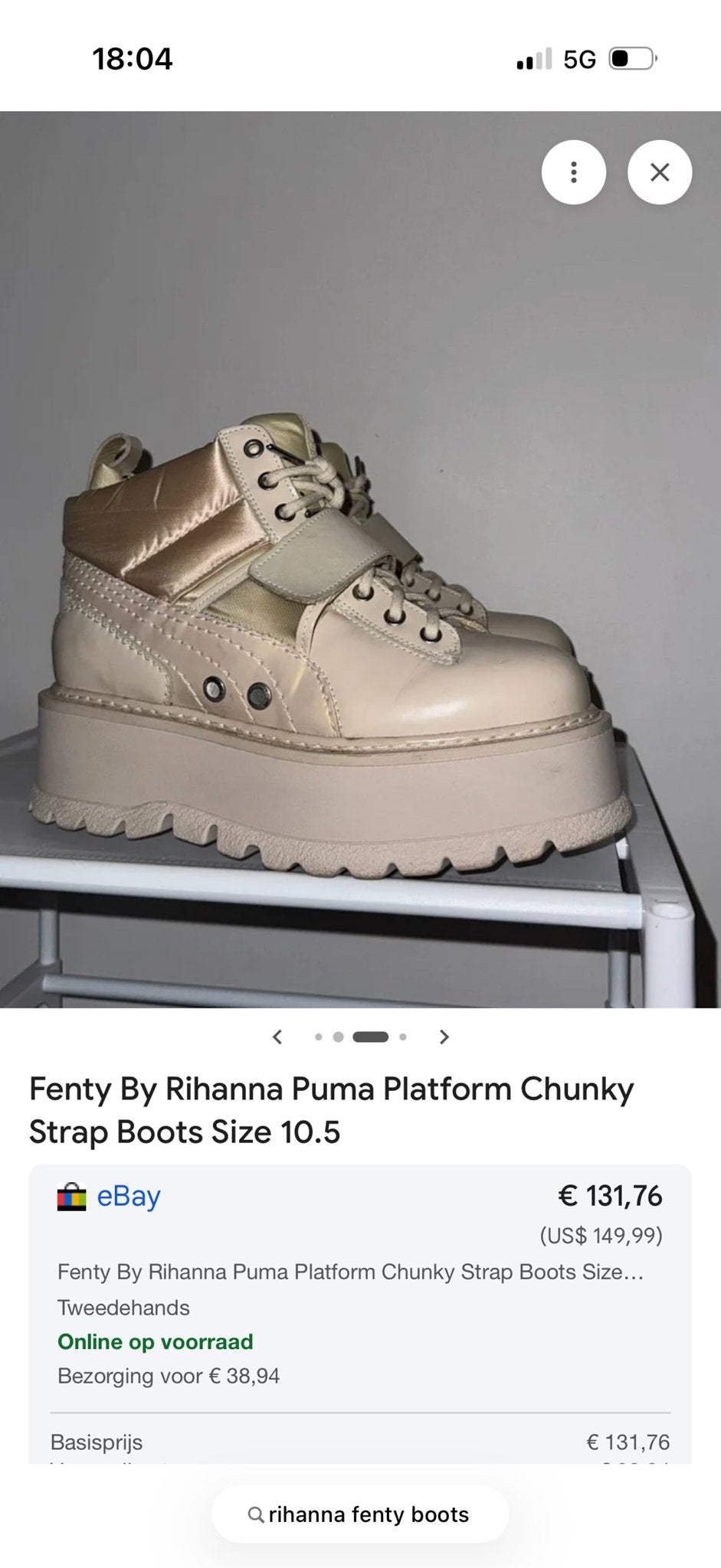 Puma Fenty Rihanna Platform Chunky Strap Boots  gratis, Verzenden, Gedragen, Beige, Lage of Enkellaarzen