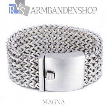 Rvs brede dames armband "Magna". RVS zilver staal, Verzenden, Nieuw, Zilver, Staal