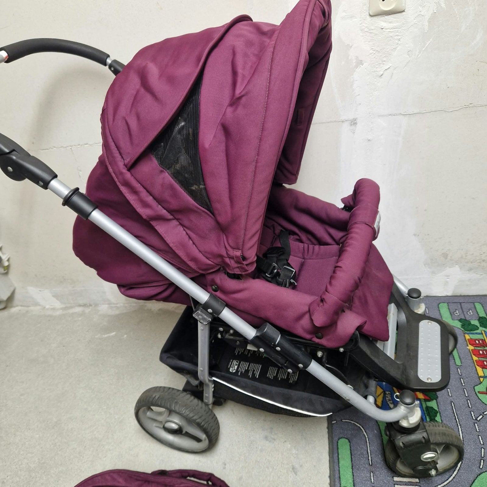 Kinderwagen met reiswieg - paars, Gebruikt, Ophalen of Verzenden, Met reiswieg, Kinderwagen