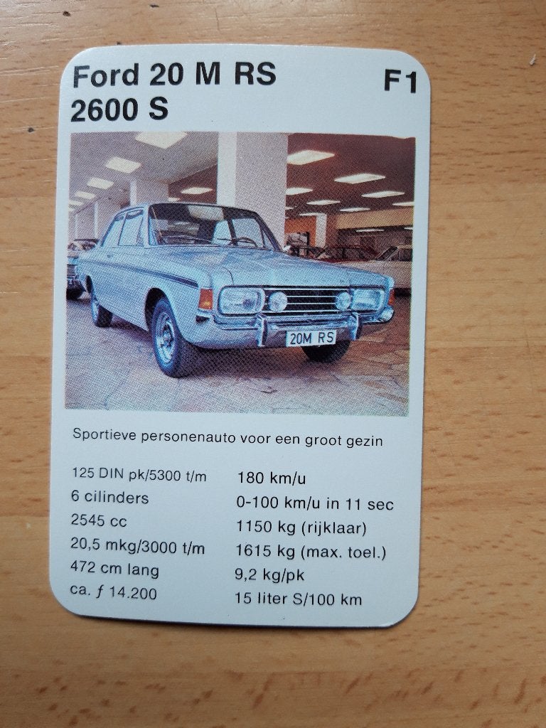 Ford 20M RS 2600S - losse kwartetkaart, Ophalen of Verzenden, Auto's