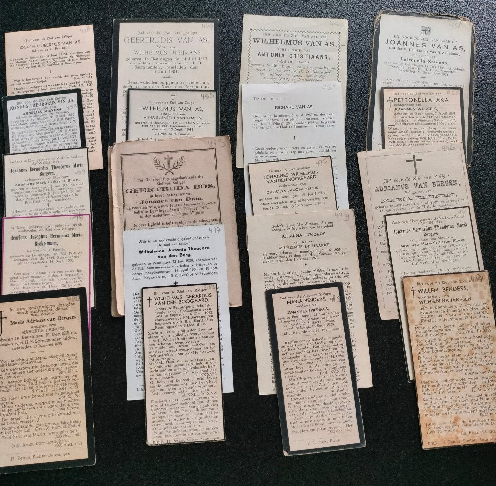 80 oude bidprentjes Geboren Beuningen (3) (Gld), Ophalen of Verzenden