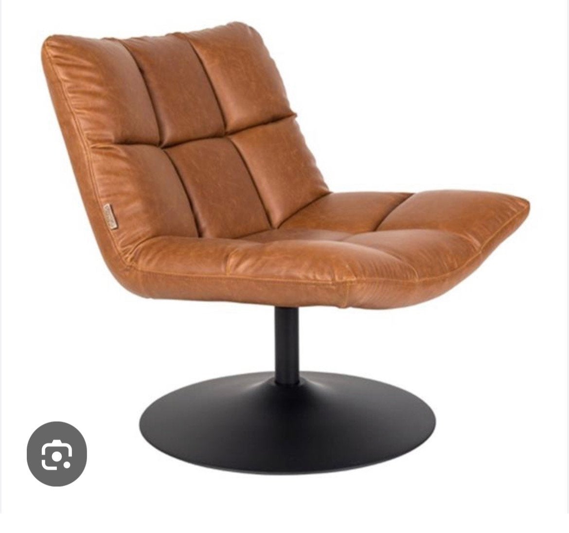 Leren draaifauteuil van Dutchbone, Ophalen, Gebruikt, 50 tot 75 cm, Leer
