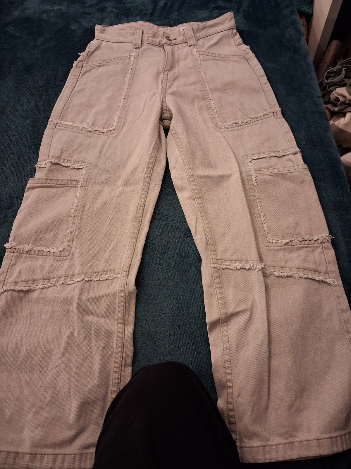 Nieuwe Bershka Cargo Broek - Beige, Maat 36 (S), Beige, Nieuw, Maat 36 (S), Lang