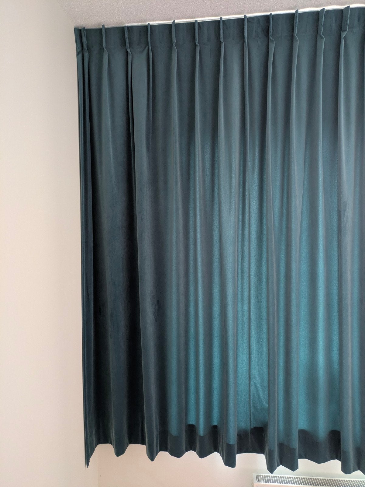 Gordijn fluweel petrol 1 stuks bxh 240x187cm, Ophalen, Gordijn, Fluweel