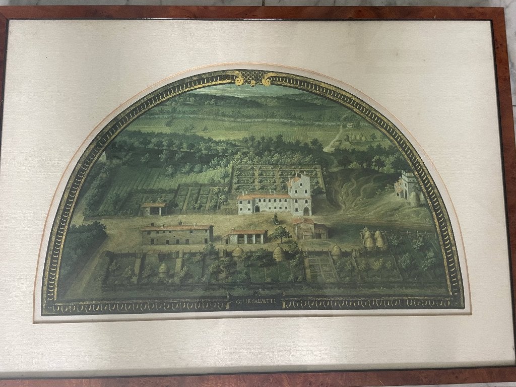 Set van 2 ingelijste prenten: Colle Salvetti & Castello, Ophalen, Ingelijst, Landschap, Klassiek