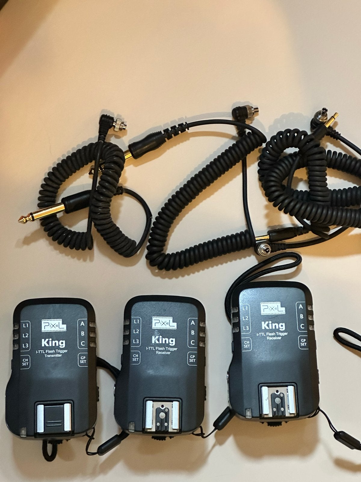 Pixel King RX-Flitser Trigger Transmitter +2x Receiver Nikon, Audio, Tv en Foto, Fotografie | Flitsers, Ophalen of Verzenden, Zo goed als nieuw
