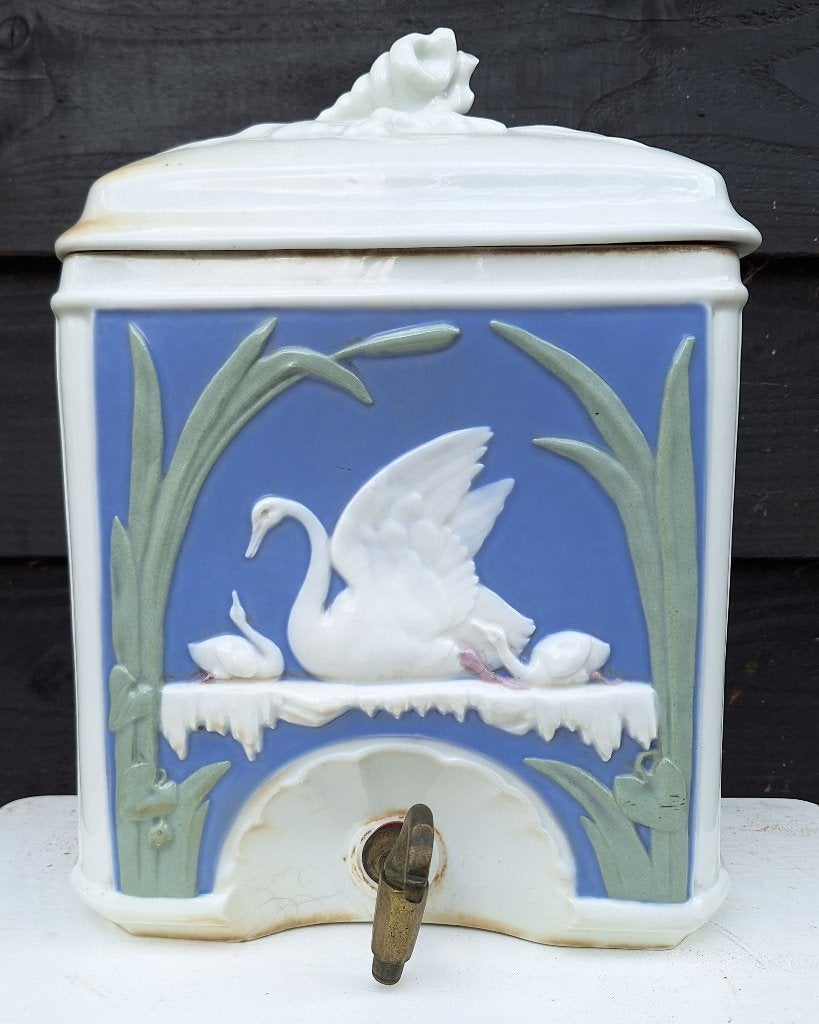 Art Nouveau waterreservoir Société Céramique, zwanen, Antiek en Kunst, Ophalen of Verzenden