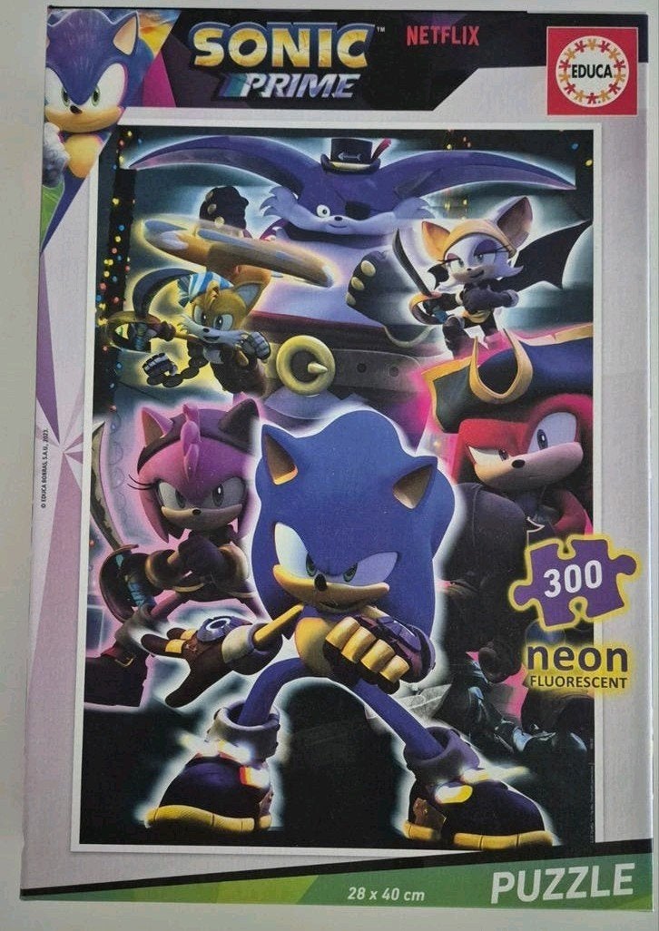 Sonic Prime Netflix Neon Fluorescent Puzzel 300 stukjes, Ophalen of Verzenden, Meer dan 50 stukjes, Zo goed als nieuw, 6 jaar of ouder