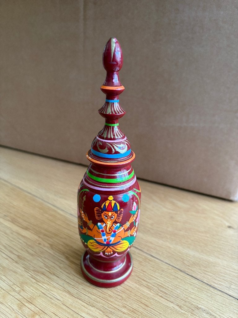 Handbeschilderd houten Ganesha decoratie India 20 cm, Ophalen of Verzenden, Nieuw