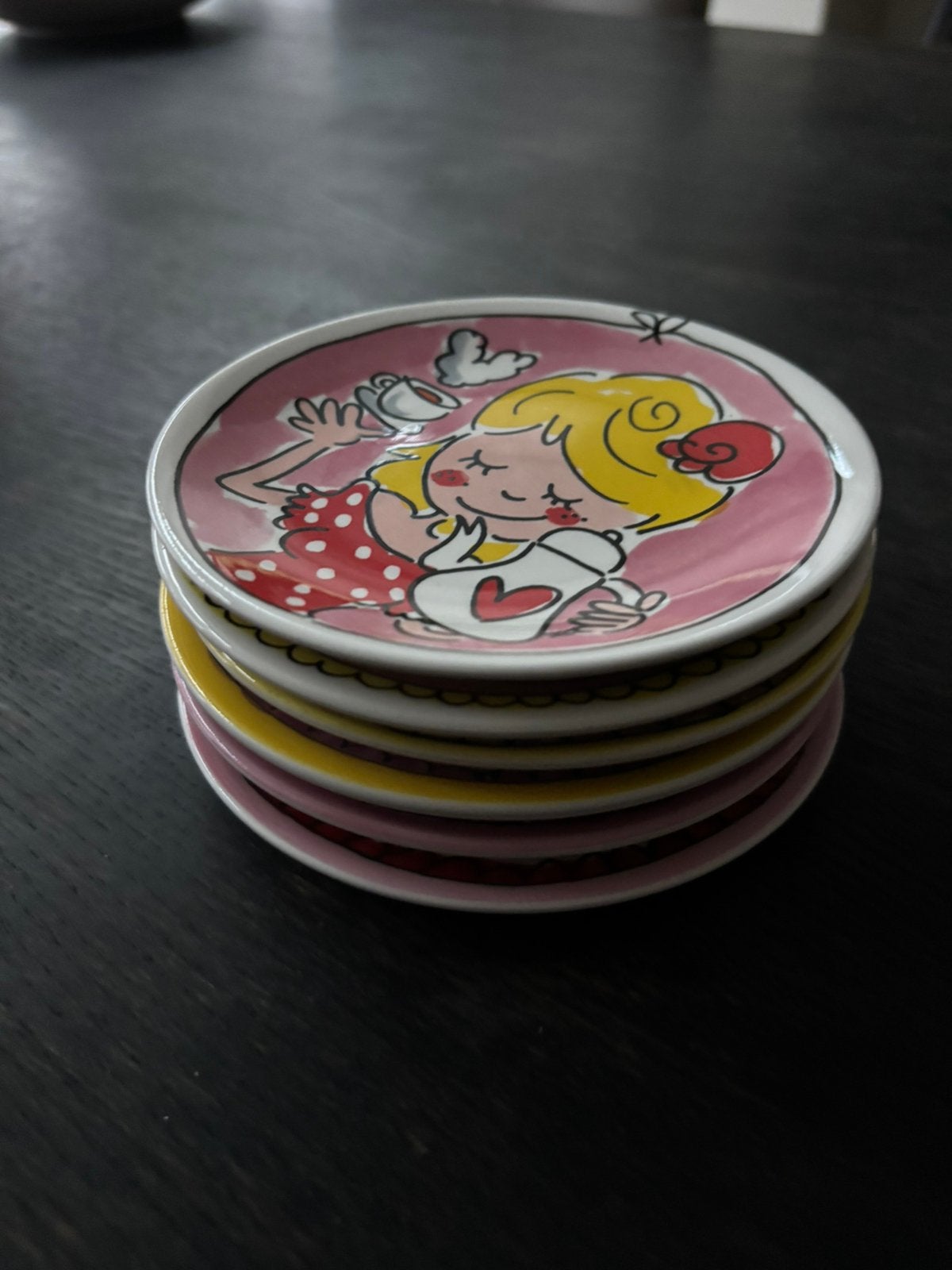 Blond Amsterdam petit four schaaljes 6 stuks, Ophalen, Zo goed als nieuw, Aardewerk, Bord(en)
