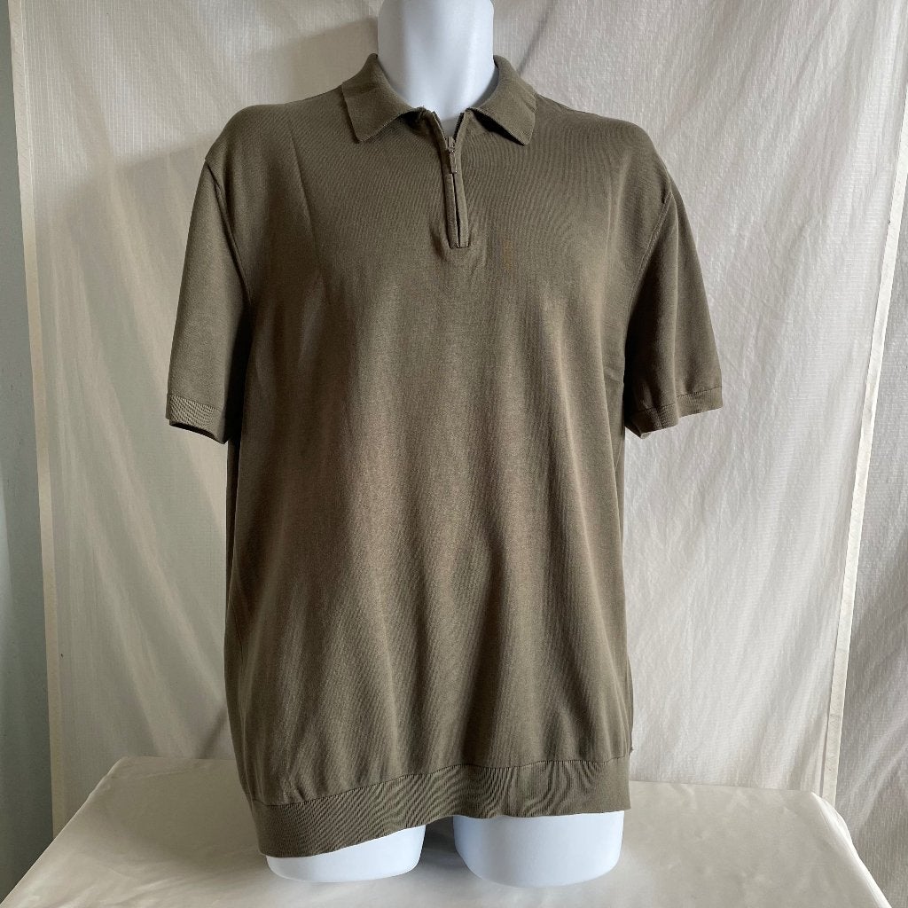 Comodo heren half zip Polo, maat XL. Katoen. Taupe/groen., Maat 56/58 (XL), Ophalen of Verzenden, Zo goed als nieuw, Groen