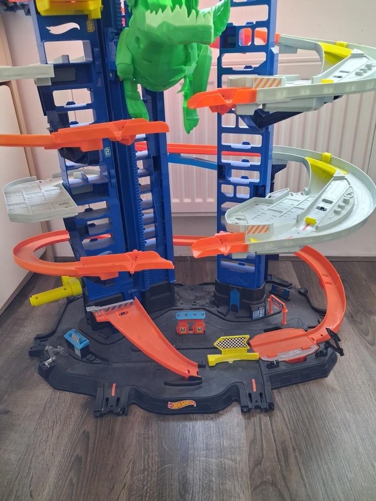 Hot Wheels Dino Racebaan - Ultimate Garage met reparatie, Ophalen, Hot Wheels, Handmatig, Racebaan