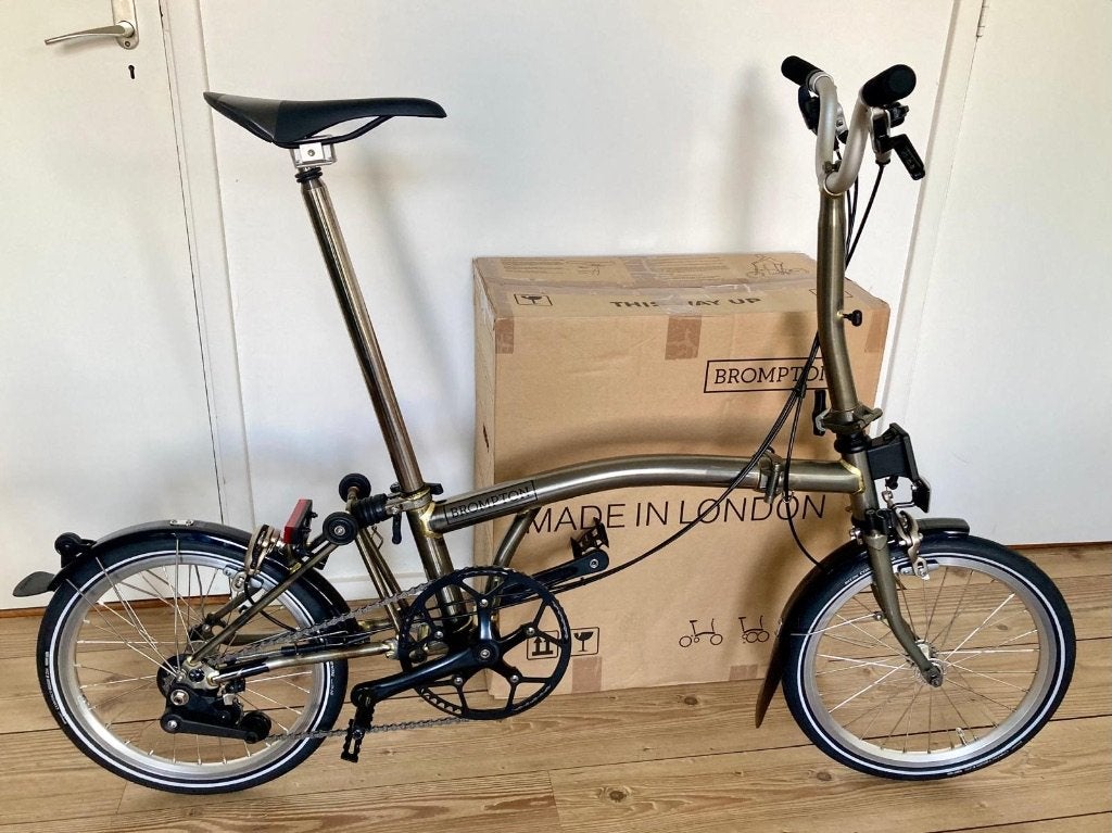 Ultralichte (10,3kg) BROMPTON RAW LACQUER, titanium delen, Ophalen, Brompton, 16 tot 18 inch, Versnellingen