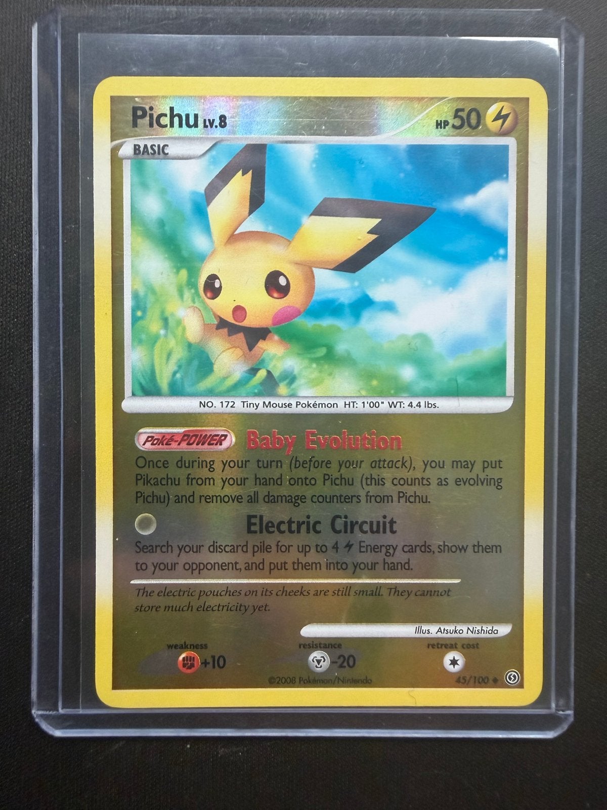 Pichu Lv.8 45/100, Ophalen of Verzenden, Zo goed als nieuw, Losse kaart, Foil