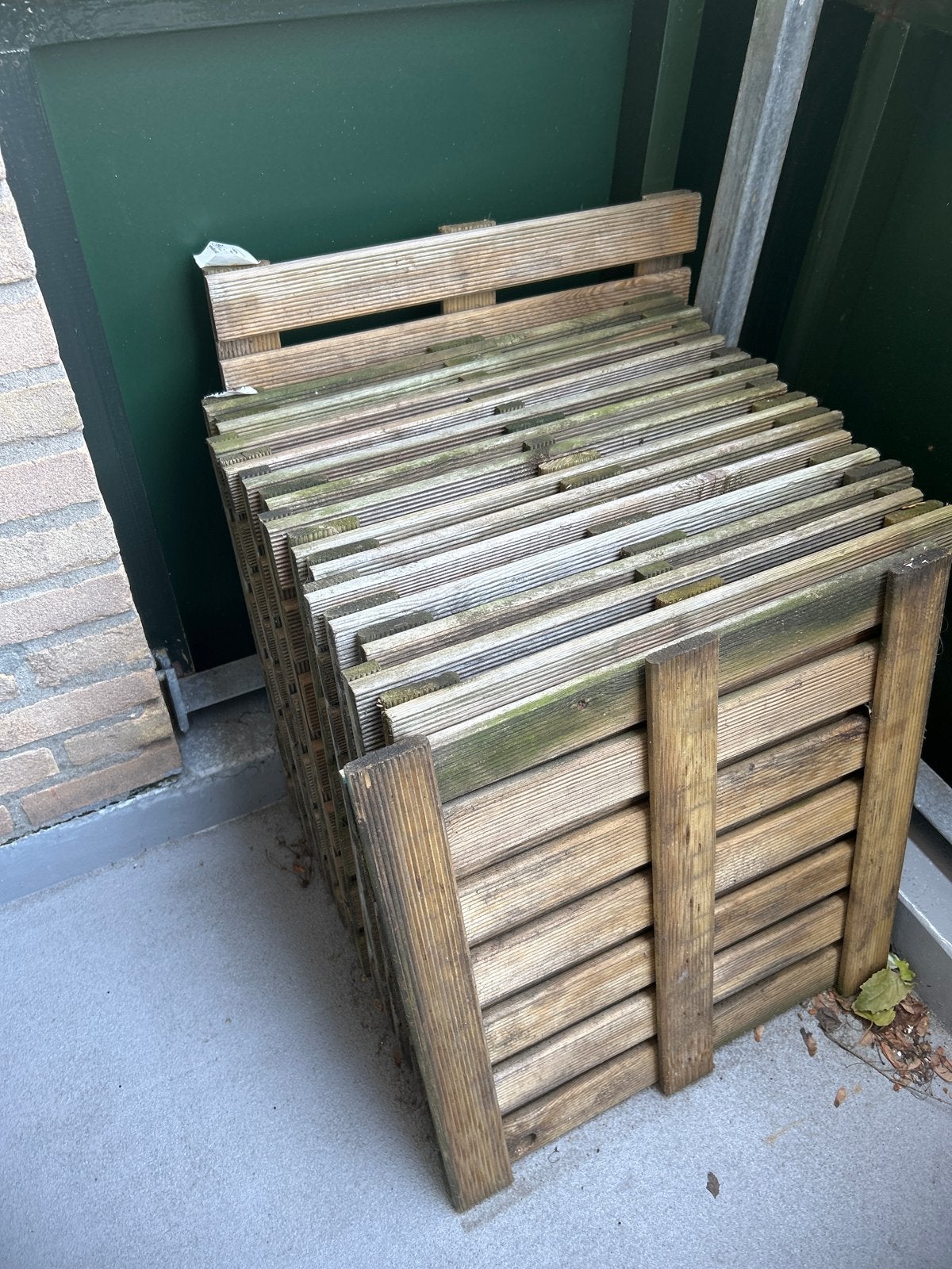 Houten vlondertegels voor terras of balkon, Tuin en Terras, Ophalen, Gebruikt, Hout