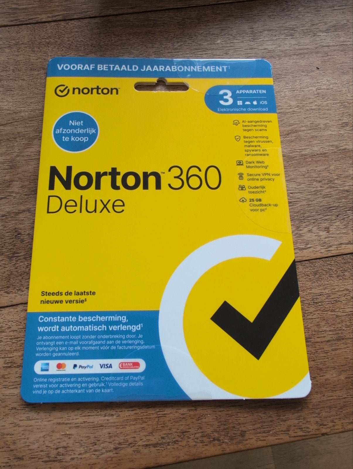 Norton 360 Deluxe - 1 Jaar Abonnement voor 3 Apparaten, Computers en Software, Antivirus- en Beveiligingssoftware, Ophalen of Verzenden