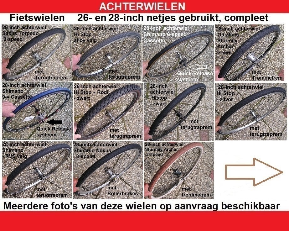 Fiets achterwielen 26- en 28-inch gebruikt compleet met band, Fietsen en Brommers, Fietsonderdelen, Ophalen, Gebruikt, Wiel