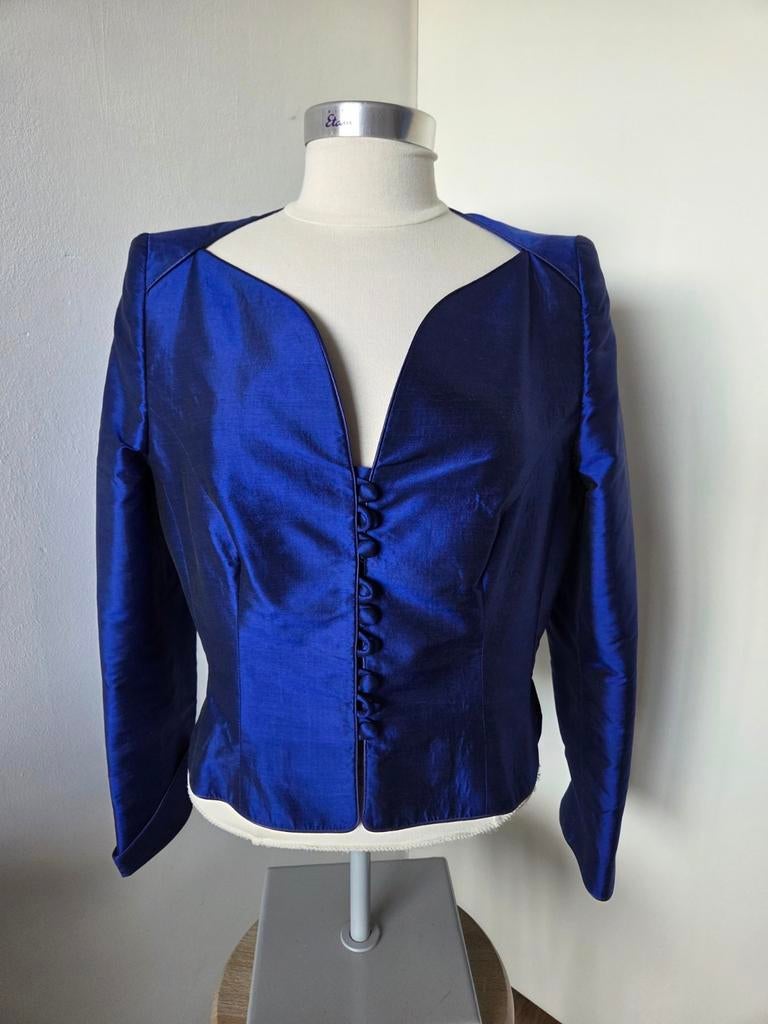 Frans Molenaar bolero top in ruwe zijde, Kleding | Dames, Maat 38/40 (M), Blauw, Ophalen of Verzenden, Zo goed als nieuw