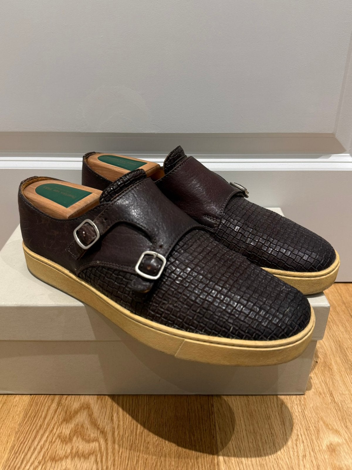 Santoni Double Buckle Sneakers | UK 7 | (178), Bruin, Verzenden, Gespschoenen, Zo goed als nieuw